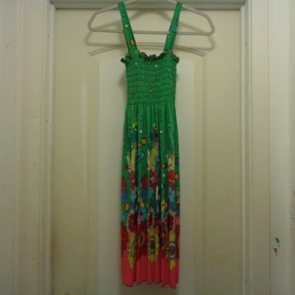 BOHO BRIGHTS SEXY LITTLE SHEERED SUNDRESS IN BRIGHT COLORS SM - Picture 1 of 4